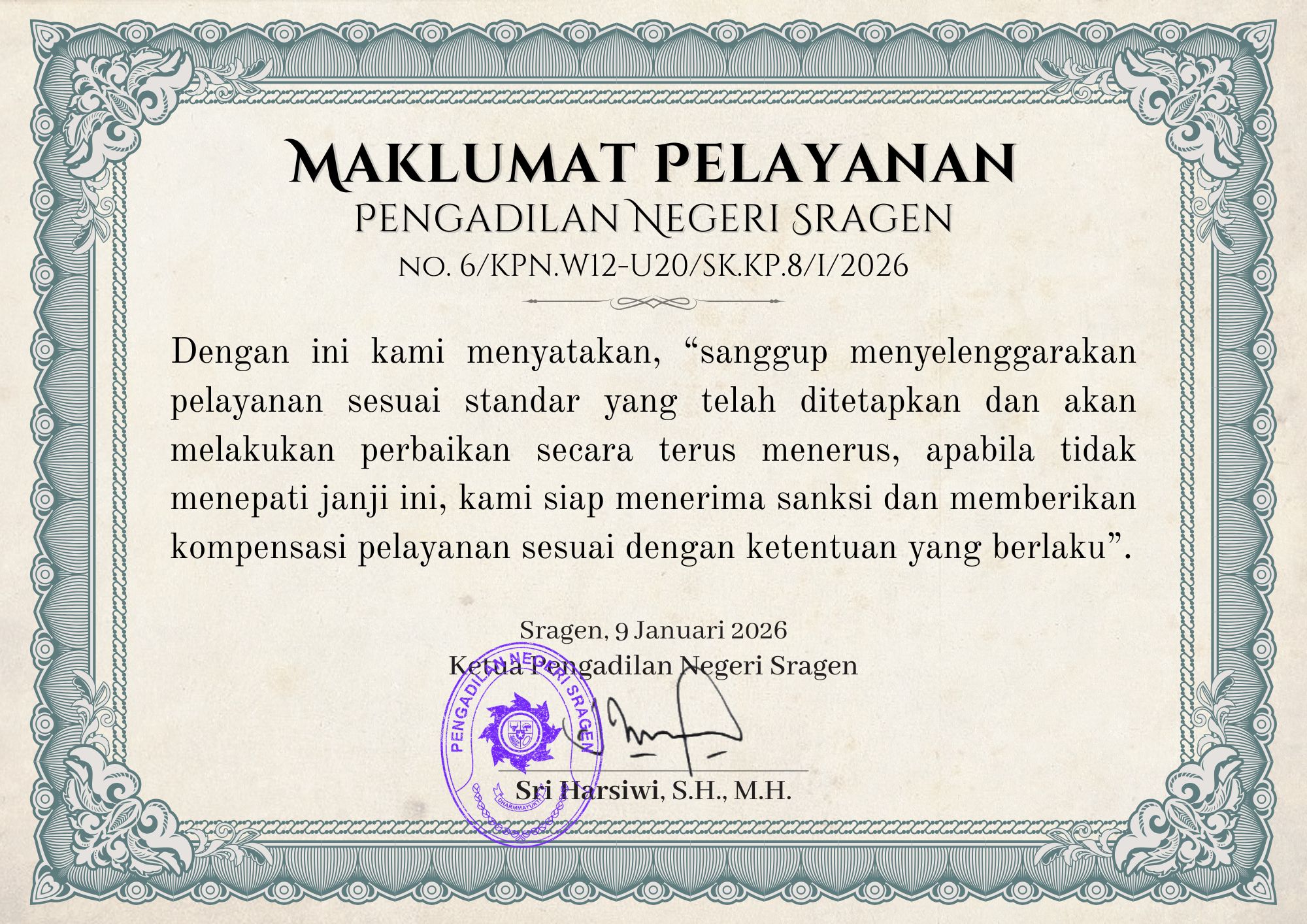 Maklumat Pelayanan